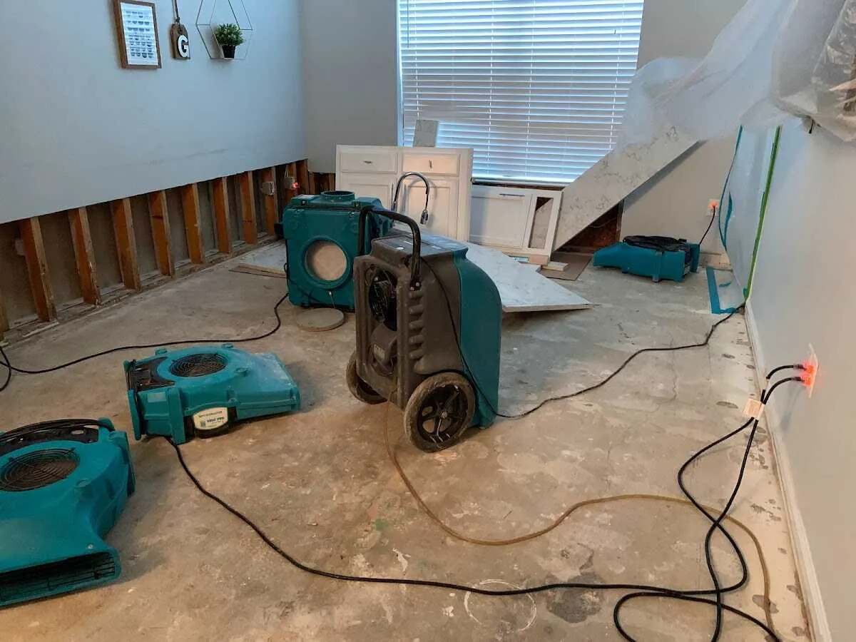 Dehumidifier in flood-cut room for Water Extraction & Removal in Maryland Heights